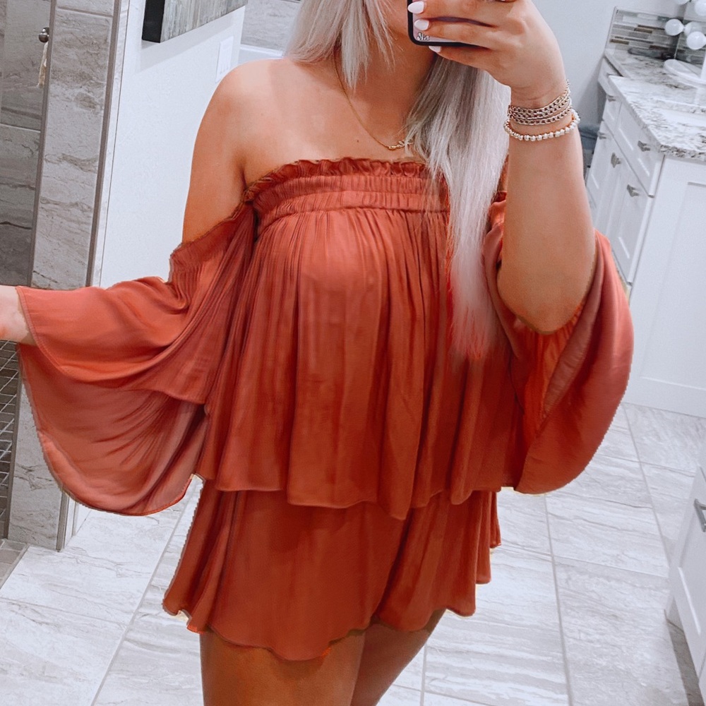 mauve off shoulder romper